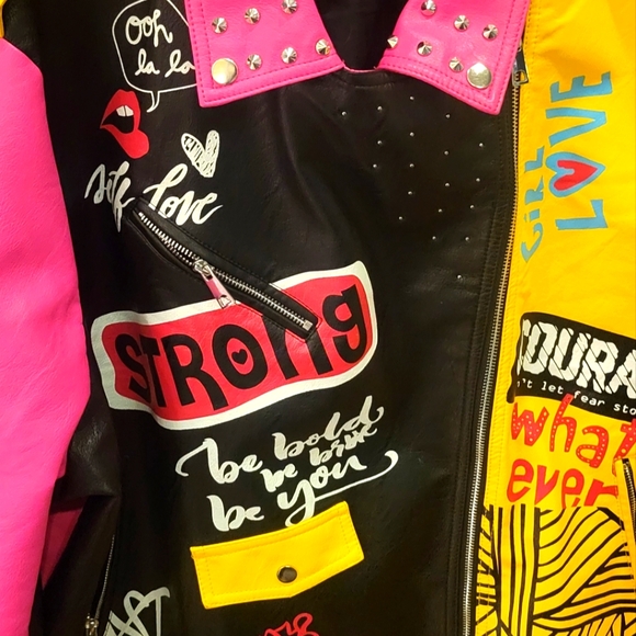 Geschallino Women's Faux Leather  Motorcycle Biker Jacket [NWOT] - Picture 8 of 14